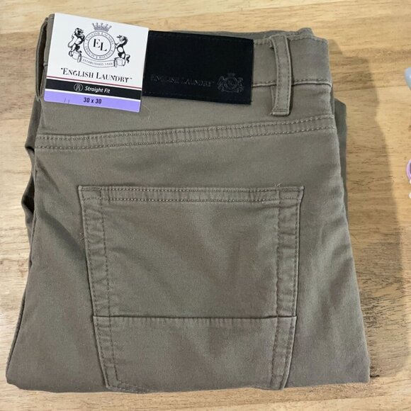 NEW English Laundry Men's 30x30 Straight Fit Pants Tan Cotton/Spandex Blend - Picture 1 of 8